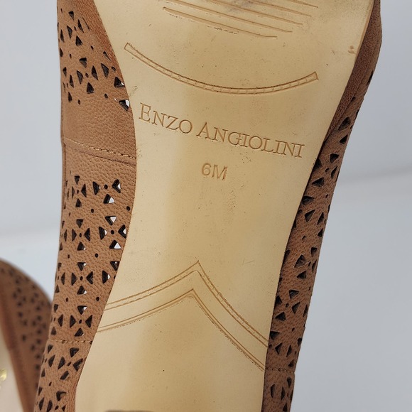 Enzo Angiolini Tan Peep Toe Heels Size 6 - Picture 7 of 9